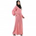 Casual front open abaya- Baby Pink